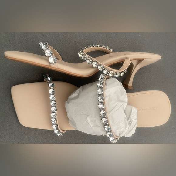 Chelsea & Violet Nude Heels with Crystal Accents - Picture 4 of 12